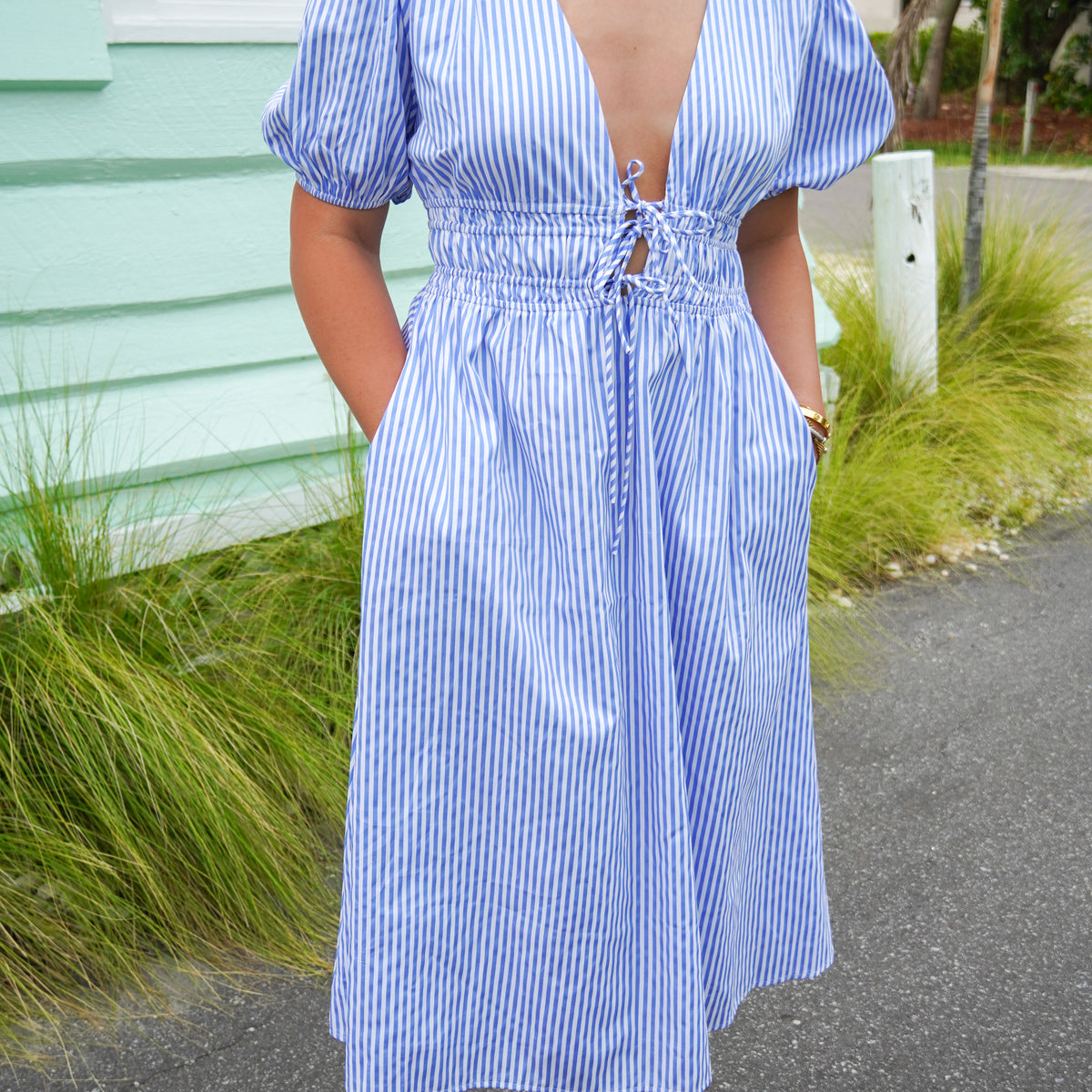 The Hampton Shirt Dress - Camel Stripe