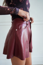 Load image into Gallery viewer, THE FLARED LEATHER SHORTS- MAROON
