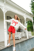 Load image into Gallery viewer, THE BOW SWEATER- RED + WHITE
