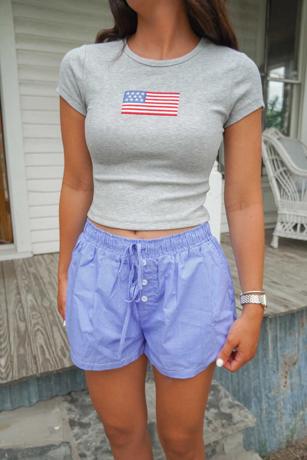 THE AMERICA BABY TEE- GRAY