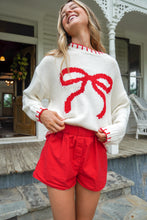 Load image into Gallery viewer, THE BOW SWEATER- RED + WHITE
