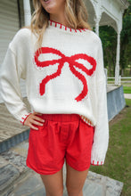 Load image into Gallery viewer, THE BOW SWEATER- RED + WHITE
