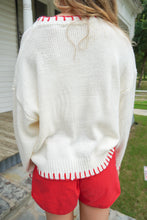 Load image into Gallery viewer, THE BOW SWEATER- RED + WHITE
