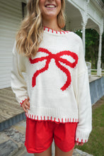 Load image into Gallery viewer, THE BOW SWEATER- RED + WHITE
