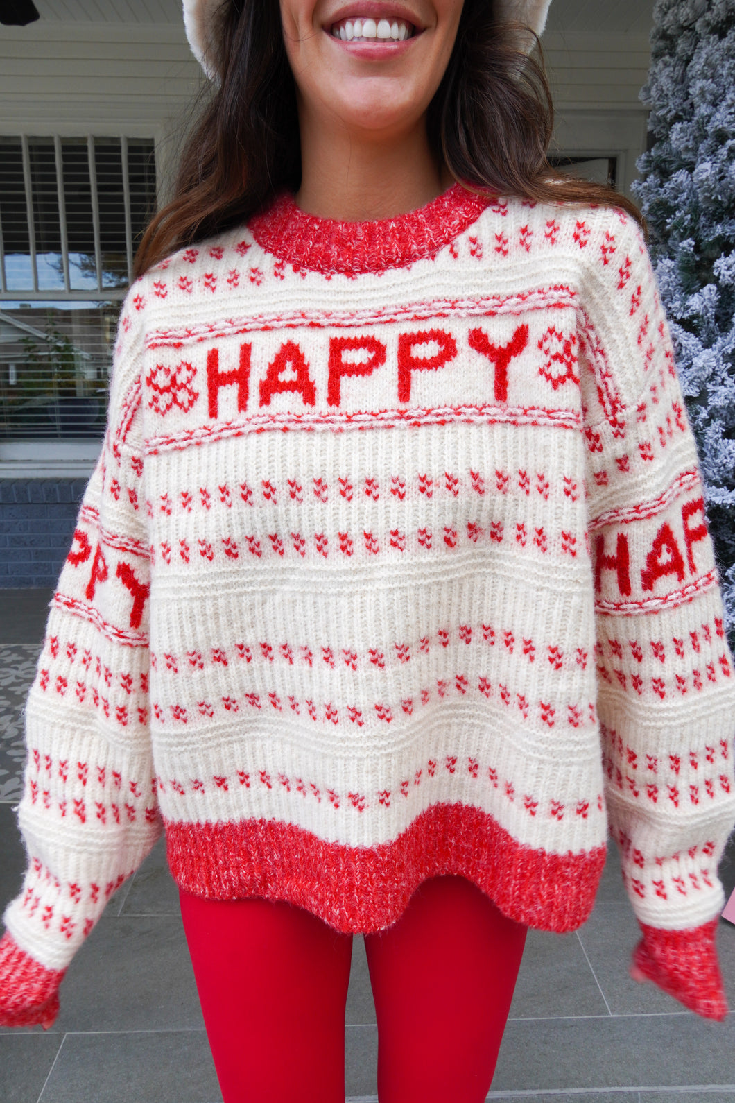 HAPPY SWEATER- RED