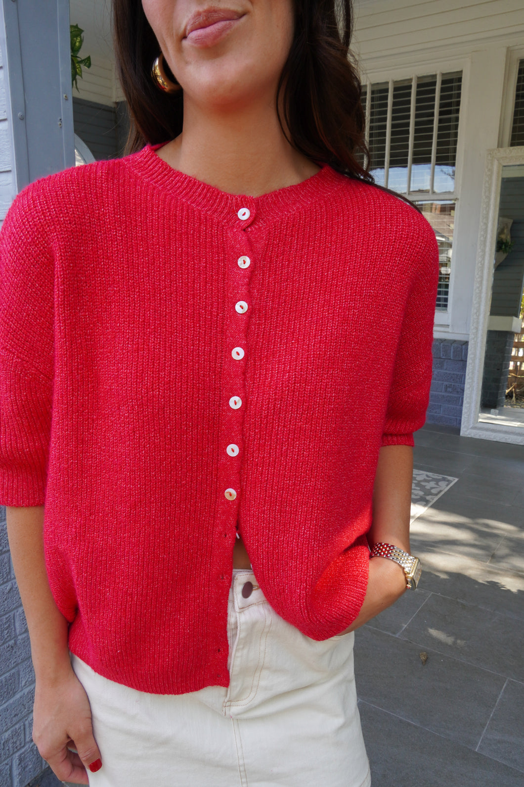 THE DAISY CARDIGAN- RED