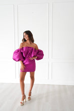 Load image into Gallery viewer, THE MAGENTA OFF SHOULDER PUFF DRESS
