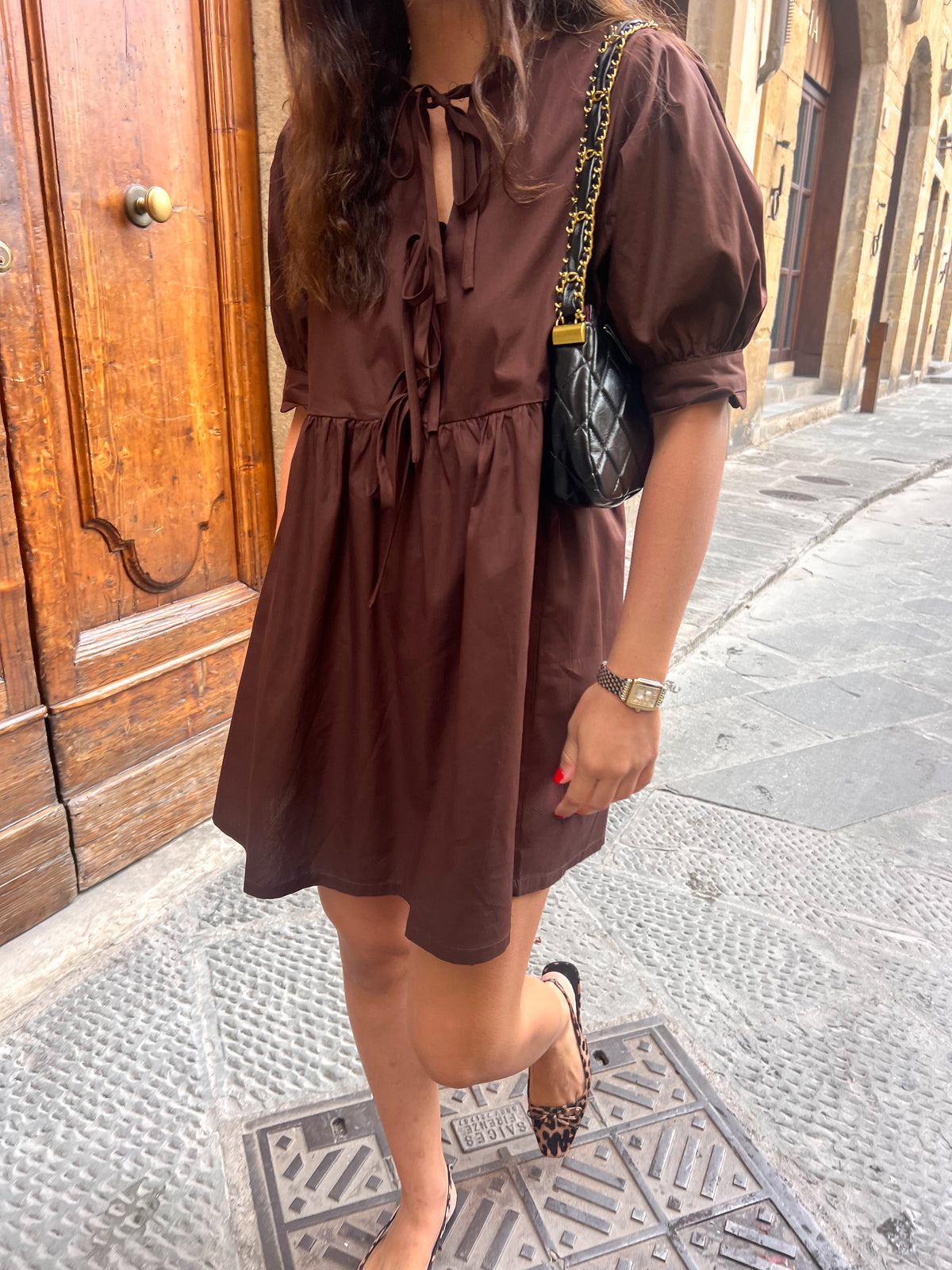 brown dress with bows THE BROWNIE BOW MINI – Juliet Size:10Y/12Y What I Wore To Waist of the garment size-eu-45-us-11-5